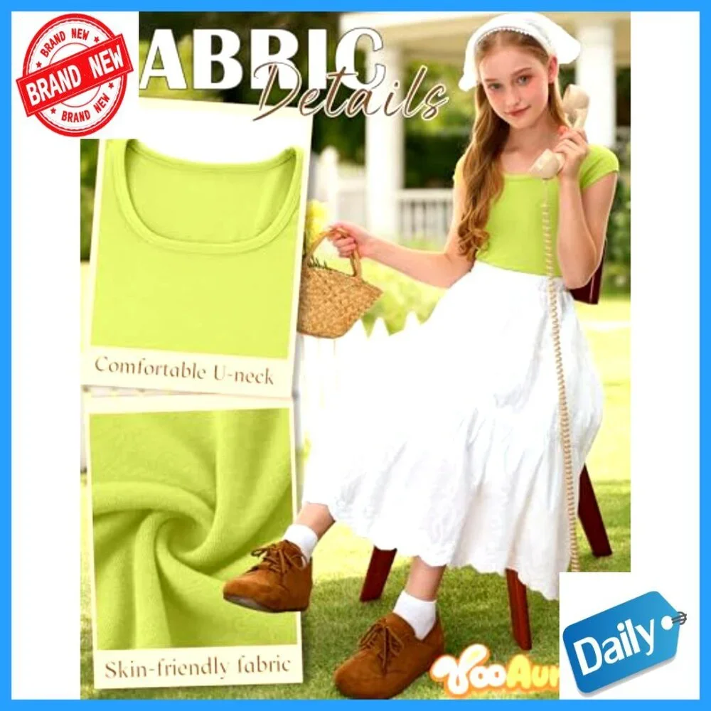 Girls Slim Fit Cap Sleeve Tees 3-Pack Summer Tops Ages 5-14